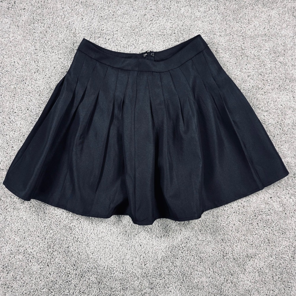 Ultra Flirt Womens Pleated Mini Skirt Black High Waisted Zipper‎ Small RW222085